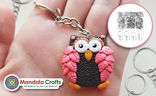 Mandala Crafts Split Key Ring with Chain Kit - Keychain Rings with Open Jump Rings for Keychains - Keychain Kit with Screw Eye Pins for Resin Mandala Crafts