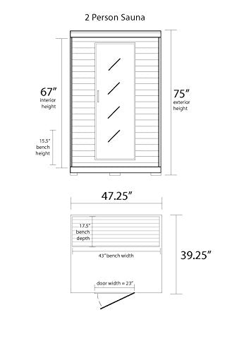 HEATWAVE Radiant Saunas 2-Person Hemlock Infrared Sauna with 6 Carbon Heaters, Chromotherapy Lighting, Oxygen Ionizer Blue Wave