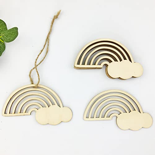 30 Pieces Rainbow Wood DIY Crafts Unfinished Wooden Cutouts Wood Discs Slices for Kid's DIY Projects Spring Summer Christmas Party Decorations (3.9 x JEKEJIAJIU
