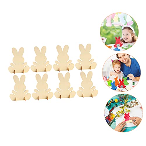 Operitacx 4 Sets Handmade Rabbit Material Unfinished Bunny Table Ornament Rabbit Shape Tabletop Decoration Dinner Table Decor Hand Decor Bunny Wood Operitacx