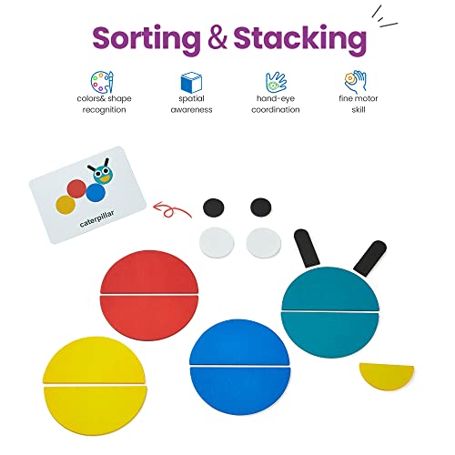 LiKee Wooden Pattern Blocks Jigsaw Puzzle Montessori Toys Sorting and Stacking Games for Toddlers Kids Boys Girls Age 3+ Years Old (36 Shape Pieces& LiKee