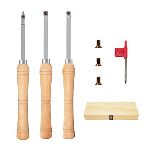 DEEFIINE 3CPS Carbide Tip Wood Lathe Turning ToolS,MINI-SIZE WOOD TURNING TOOLS FOR LATHE SET(Beech handle) - WoodArtSupply