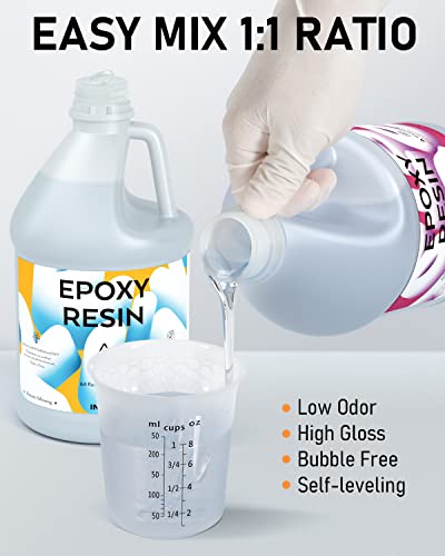 INCLY 1 Gallon Epoxy Resin Kit - Crystal Clear Bubbles Free & UV Resistant Resin Supplies Food Safe for Coating & Casting, Table Top, Wood, Jewelry - WoodArtSupply