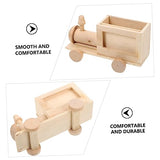 Gogogmee 2Pcs DIY Train Pen Holder Unfinished Blank Pen Cup Kids Painting Wood kit Small Unfinished Wood Basket Cute Pen Pot Statues Unfinished Wood Gogogmee