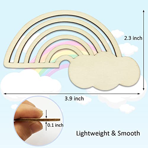 30 Pieces Rainbow Wood DIY Crafts Unfinished Wooden Cutouts Wood Discs Slices for Kid's DIY Projects Spring Summer Christmas Party Decorations (3.9 x