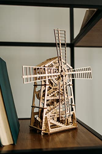 Wood Trick Windmill Rotating Mechanical Model - 3D Wooden Puzzles for Adults and Kids to Build - Engineering DIY Wooden Models for Adults to Build Wood Trick