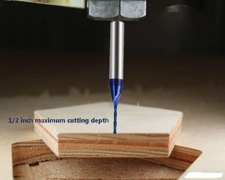 Spiral CNC Router Bits with Down Cut 1/16 inch Cutting, 1/4 inch Shank CNC Bits Solid Carbide End Mill for Wood Cut, 3D Carving Size : 1/16" X 1/2" X HZBIAO