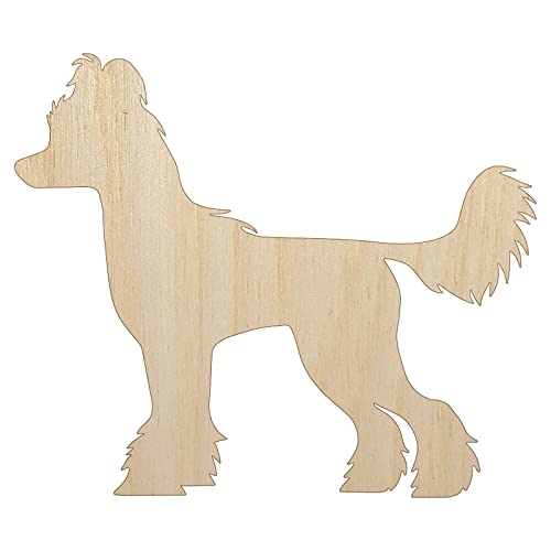 Chinese Crested Dog Solid Unfinished Wood Shape Piece Cutout for DIY Craft Projects - 1/8 Inch Thick - 4.70 Inch Size - WoodArtSupply