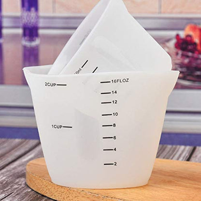 2-piece Set Of 500ml And 250ml Silica Gel Measuring Cup, Reusable Silica Gel Non Stick Cup, Suitable For Mixed Debugging, Pouring, Epoxy Resin - WoodArtSupply