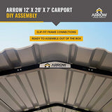 Arrow Shed 12 x 20 x 7-Foot Heavy Duty Galvanized Steel Metal Multi-Use Shelter, Shade, Carport, 12' x 20' x 7', Charcoal color Arrow