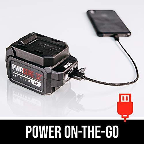 SKIL PWR CORE 12 Brushless 12V Compact 5-1/2 Inch Circular Saw, Includes 4.0Ah Lithium Battery and PWR JUMP Charger - CR541802, Red Skil