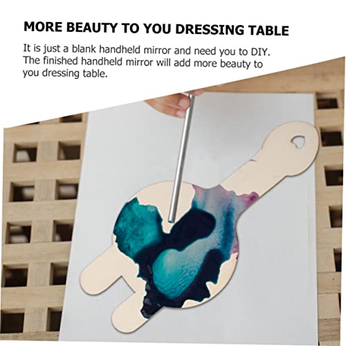 KALLORY 6pcs Wooden Mirror Unfinished Mirror Toys Childrens Arts Toy Small DIY Mirrors Wooden Drawing Mirrors Handheld Makeup Mirror Bathroom Vanity KALLORY