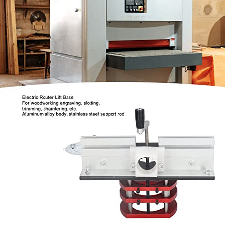 Kadimendium Router Lift with Top Plate Router Lifting Base Woodworking Slotting Trimming Chamfering Table Top Router Table Lifting System Base Kadimendium