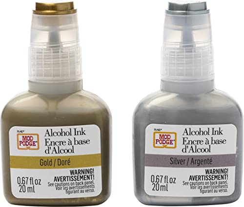 Mod Podge, Metallics Alcohol Set of 2 .67 fl oz / 20 ml Kit, DIY Epoxy Resin Ink Supplies for Arts and Crafts, 25291 - WoodArtSupply