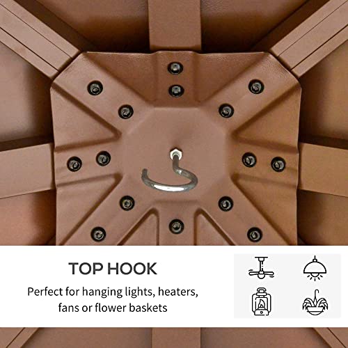 Outsunny 10' x 10' Hardtop Gazebo with Galvanized Steel Double Roof, Wooden Frame, Permanent Pavilion with Ceiling Light Hook, for Garden, Patio, Outsunny