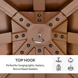 Outsunny 10' x 10' Hardtop Gazebo with Galvanized Steel Double Roof, Wooden Frame, Permanent Pavilion with Ceiling Light Hook, for Garden, Patio, Outsunny