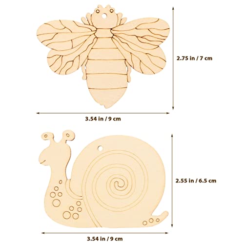 ARTIBETTER 20pcs DIY Pendant Unfinished Wood Animal Shapes Unfinished Wood Crafts Wood Drawing Pendant Snail Hand Painting Pendant Delicate Cutouts