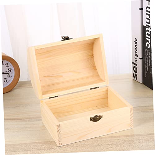 VILLCASE 3Pcs arched wooden box small wood crate jewelry organizer sundries organizer unfinished wooden case treasure case wood decor mini decor VILLCASE