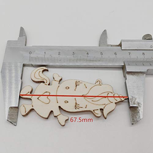 Amosfun 30pcs Wooden Unicorn Shape Wood Discs Slices Unfinished Wooden Cutouts Craft DIY Decoration Amosfun