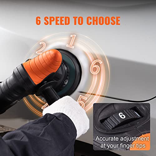 VEVOR Buffer Polisher, 6-Inch Dual Action Polisher for Car Detailing, 6 Variable Speed 1900-4600RPM Random Orbital Polisher Waxer Kit, with VEVOR