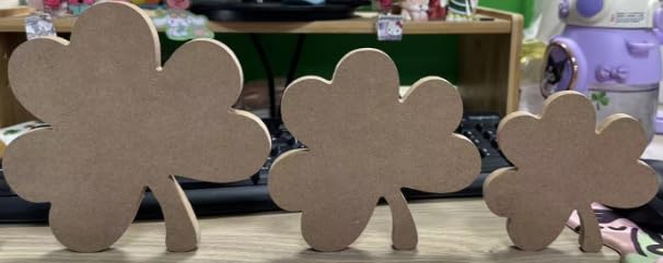 JarThenaAMCS 6Pcs St. Patrick's Day Shamrock Shaped Table Wooden Sign Unfinished Blank Clover Wood Slice Double-Sided Tabletop Decor for Irish - WoodArtSupply