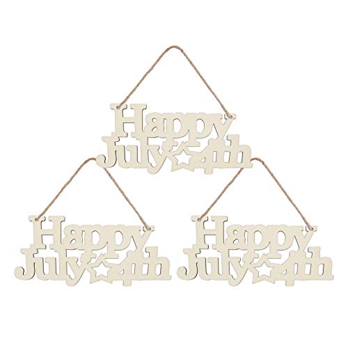3pcs Happy July 4th Wood Signs Wooden Patriotic Star Cutouts Crafts Decorative Signs for 4th of July, Independence Day Party Decorations