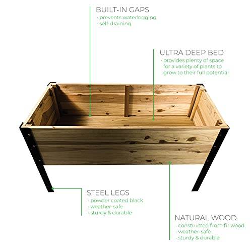 Backyard Expressions Raised Garden Bed, Elevated Wood Planter Box Stand - 35.5" W x 15.5" D x 22" H BACKYARD EXPRESSIONS PATIO · HOME · GARDEN