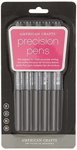 American Crafts Precision Pen 5 Pack by | Black | variety of tips including .01, .03, .05, and .08 - WoodArtSupply