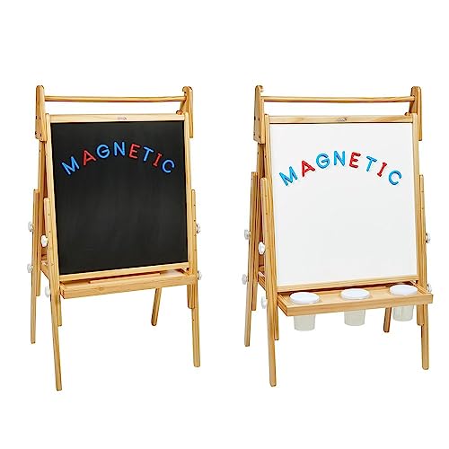 Colorations All in One Wooden Adjustable Easel for Kids, Ages 2-6 + |32", 37", & 41" Heights | Toddler, Preschool, & Kindergarten Art Stand with - WoodArtSupply