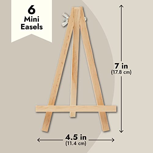 Juvale 6-Pack Wooden Easel, Mini Easel Stands and Place Card Holders for Table Top Artwork Display, Invitations, Photos, Party Favors, DIY Arts and Juvale