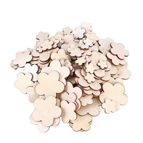 Sewroro 100pcs Flower Wood Cutouts Unfinished Wood Plum Slices Flower Wooden Wood Flower Slices Cut Wooden Plum Nativity Ornaments DIY Gifts in Bulk Sewroro