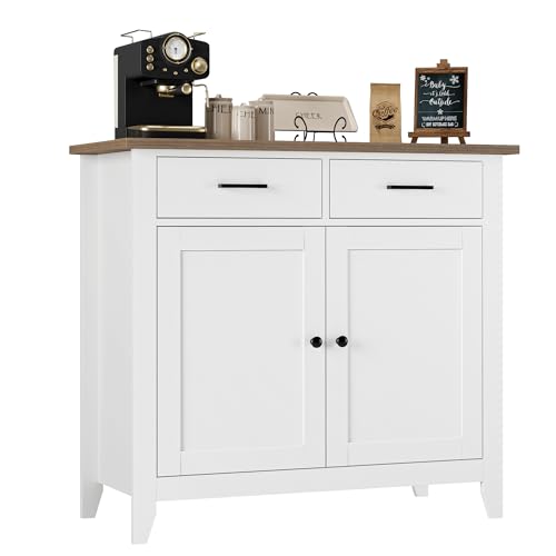 HORSTORS Kitchen Storage Cabinet with Drawers and Doors, Floor Sideboard and Buffet Server Cabinet, Entryway Console Cabinet for Living Room, Dining HORSTORS