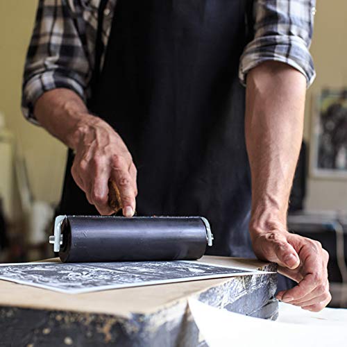 Benvo Rubber Brayer 4 inch Rubber Roller for Printmaking, Painting, Applying Glue, Wallpaper, Block Stamping Anti Skid Construction Tools with Hard Benvo