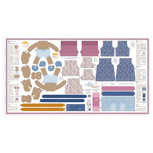 Doll Sewing Panel for Intermediate Skills ✦ with Video Instructions ✦ Cut & Sew Fabric Panel Doll with Clothes: "Dress Me Bestie" Betsy Bear kullaloo