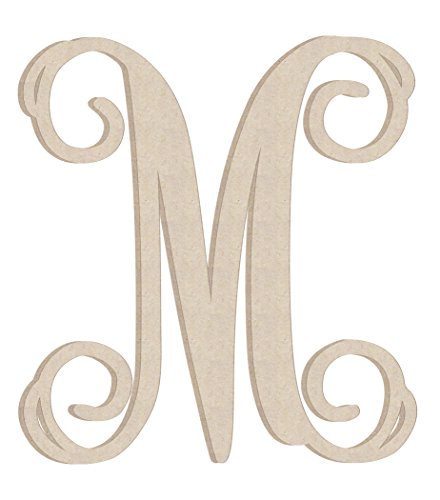 Wooden Letter 8" Blank M Vine Monogram Font MDF (Various Sizes) - WoodArtSupply