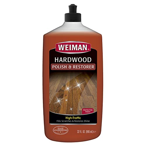 Weiman High-Traffic Hardwood Floor Polish and Restorer - Natural Shine, Removes Scratches, Leaves Protective Layer 32 fl. oz Weiman