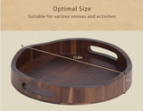 YZIAQLBTF Acacia Wood Serving Tray with Handles, Round-12.6inch Perfect for Breakfast, Lunch, Dinner, Food Snacks Drinks for Coffee Table,Decorative YZIAQLBF
