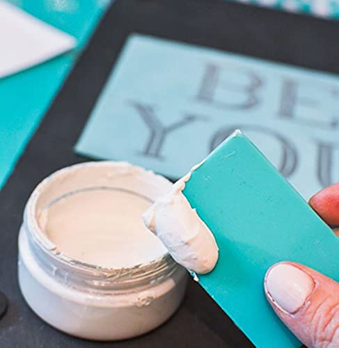 JAJADO 8 Jars Chalk Paste Paint for Stencils with 8 Pcs Mini Craft Squeegees, Chalk Paste Stencil Paint Adhesive Silk Screen Transfers for Crafts JAJADO