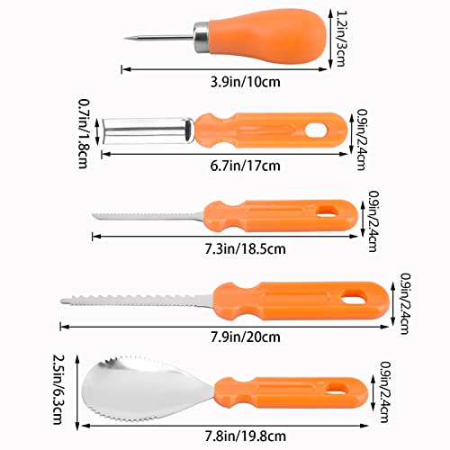 Elmchee Halloween Pumpkin Carving Tools,Jack-O-Lanterns 13 Piece Professional pumpkin cutting carving supplies tools Kit stainless steel lengthening Elmchee
