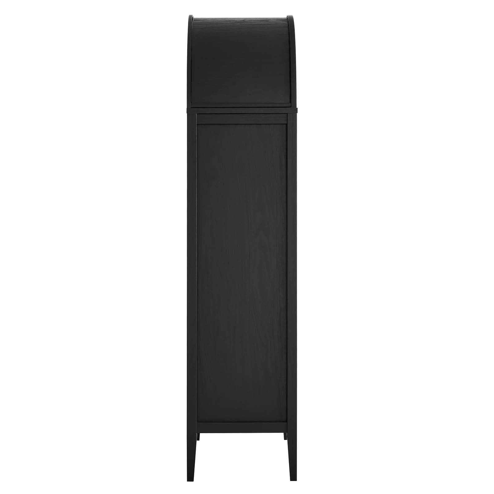 Modway Nolan Modern Farmhouse 71" Tall Arched Storage Display Cabinet in Black Oak Wood Grain - WoodArtSupply