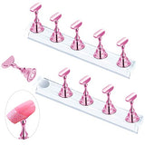 2 Sets Pink Nail Stand for Press on Nails Display, Magnetic Fake Nails Holder for Painting Nails Practices, Beginner Acrylic Nail Art Kit JUSTOTRY