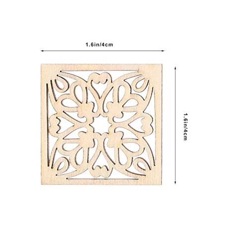 Abaodam 20pcs Unfinished Wooden Pieces Embellishments Boho Flower Wood Cutouts Shapes Wooden Craft Tags with Hemp Rope for DIY Crafts Scrapbooking Abaodam