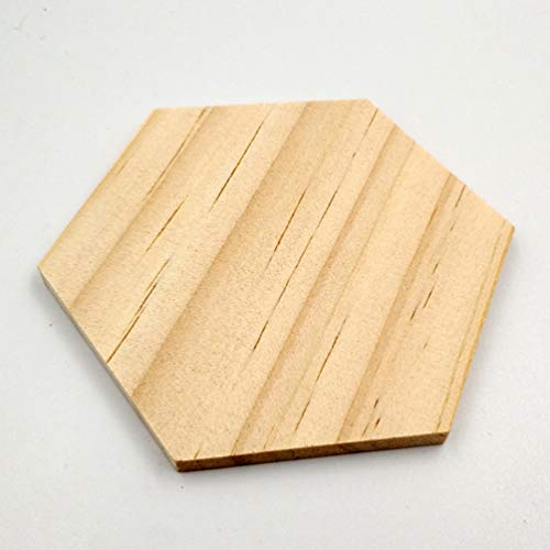 SUPVOX 25Pcs/Pack Wooden Hexagon Shape Slices Blank Wooden Cutouts Pieces DIY Decorative Wood Slices for Party Home Wedding Decoration - WoodArtSupply