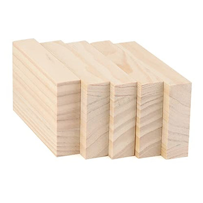 LEXININ 10 PCS Unfinished Wood Blocks, 5 x 3 x 1 Inch Natural Wooden Cubes, Whittling Blocks for Crafts, DIY Projects, Carving