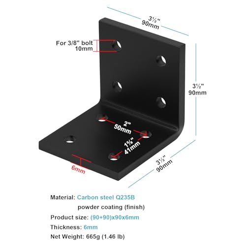 eoere 4 PCS 3-1/2 Inches Heavy Duty Steel Corner Brackets L 90 Degree Countertop Support Fireplace Mantel Brackets DIY L Shelf Brackets, Thickness - WoodArtSupply