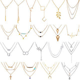 AROIC 20 PCS Pendant Necklace with 14 PCS Gold,6 PCS Sliver,20 styles of necklaces for Women Girls Jewelry Fashion and Valentine Birthday Party Gift AROIC