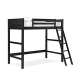 DHP Moon Bay Black Wooden Loft Bed for Kids - Twin Size with Ladder and Guardrails DHP