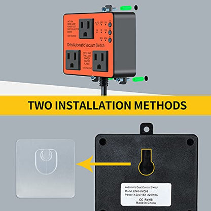 Automatic Vacuum Switch, Ortis Dust Control Autoswitch for More Power Tools, Delay Vacuum On/Off to Prevent Circuit Overload and Tripping, Adjustable