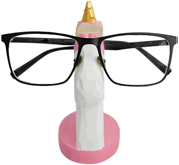 Red Dollar Handmade Wood Carved Animal Eyeglass Holder, Cute Sunglasses Display Stand, Nightstand Home Office Desk Decor, Christmas Holiday New Year Red Dollar