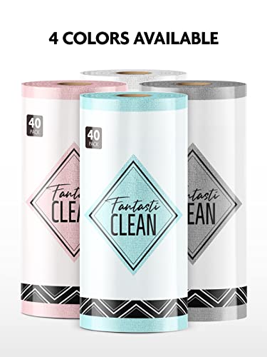 Fantasticlean Microfiber Cleaning Cloth Roll -40 Pack, Tear Away Towels, 12" x 12", Reusable and Washable Rags, for Auto, House, Shop, Garage or - WoodArtSupply